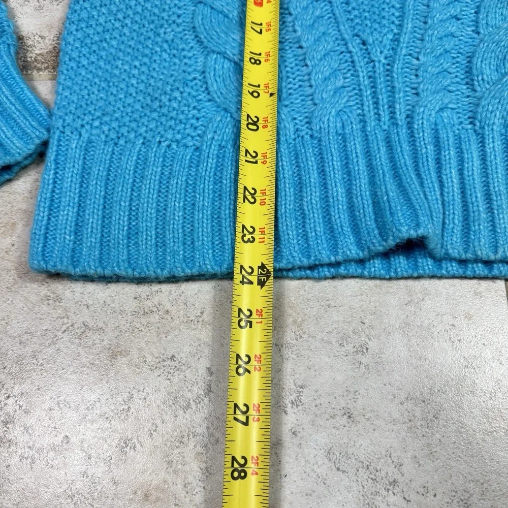 Talbots Sweater Women's‎ Small Blue Cable Knit Soft Light Wool Blend Grandma